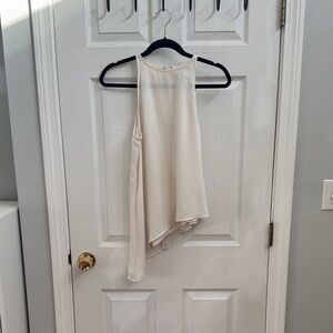 H&M High Neck Asymmetrical Sheer Cream Tank Top (size 6)
